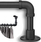 Industrial Curtain Rods - Matte Black Pipe Curtain Rod For Windows 48 To 84 Inch