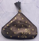 Firenze Italian Leather Fiocchi Coin Purse Brown   Gold Tone With Tassel