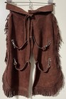 Child s Brown Suede Leather Fringe Chaps Western Cowboy Rodeo