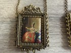 2 Italian Brass Filigree Photo Frame Wall Hanging 4 x 2 5  Ornate Gold
