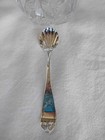 Antique Cut Glass sterling Mustard Pot coin Silver Spoon