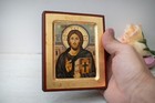 Handmade Wooden Icon With Jesus Christ Of Sinai In Gold Leaf With Amazing Detail