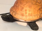 Vintage Beacon Hill Cast Metal Turtle Night Light With Amber Colored Glass Shell