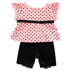 Build-a-bear Pink Polka Dot Swing Top  Black Leggings Teddy Clothes Outfit