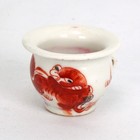 Pair Of Antique Chinese Porcelain Cage Bird Feeders With Foo Dogs C 1900