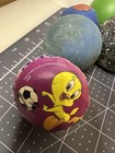 Vintage Toy Ball Lot Rubber Foam Smiley Face Tweety Bird Playground Balls