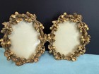 Gresco Vtg Triple Fold Oval Gilt Gold Floral Hinged Picture  Frame   Pin Missing