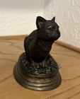 Pierre-jules Mene Bronze Seated Cat 4 5  Signed Mene Antique Animalier