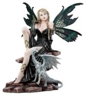 Large 17 5 h Collectible Large Fantasy Fairy With Black Dragon Figurine Statue