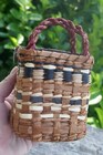 Vintage Northwest Coast Quileute Native Hand Woven Basket W  Abalone Design