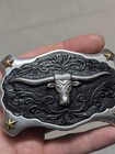 Vintate Style Steer Belt Buckle Western Cowboy Rodeo Bull Rancher Texas Metal