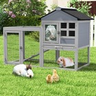 48  Wooden Rabbit Hutch Cage House Habitat Animal Pet Chicken Coop Outdoor