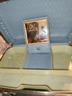 Vtg American Tourister Blue Train Makeup Case Hard Luggage W Key Mirror Tray Guc