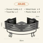 2 Pack Corner Shower Caddy Suction Cup Aluminum Shelf Bathroom Organizer Hooks