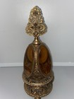 Antique 10   ormolu Gilded Filigree Amber Perfume Bottle W glass Vile dauber  read