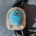 Navajo Vintage Turquoise Sterling Silver Bolo Tie 22g 26   