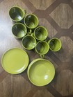 Vtg Melamine Set 7cups - 8plates - 8bowls - Green - Plastic - Rdy For                   