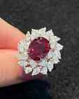 7 32 Ct Oval Cut Certified Natural Ruby Diamond Engagement Ring 14k White Gold