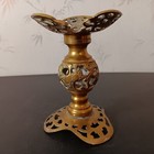 5 1 4  Tall By 3 1 4  Wide Ornate Antique Brass Filigree Tapered Candle Holder