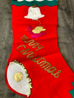 New Vintage 1950s Mcm Felt Christmas Stocking 25  Japan Unused