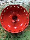 Vintage Candle Holders Red Metal Heart Floral Design Made In Sweden