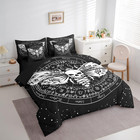 7 Piece Gothic Moth Bed In A Bag Queen Halloween Decor Sheet Set Women Boys Boho