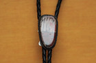 Vtg Hand Made Sterling Silver Native American Picture Stone Bolo Tie