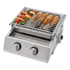 Portable Stainless Steel Outdoor Camping Party Bbq Tabletop 2 Burner Gas Grill 