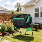 Compost Tumble Outdoor 53 Gallon Dual Chamber Tumbling Compost Bin For Backyard