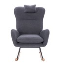 Rocking Chair Lounge Chair Teddy Upholstered Rocker Wood Leg Nursery Comfy Chair