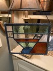 Handcrafted Rectangular Stained Glass Suncatcher Geometric Landscape Design