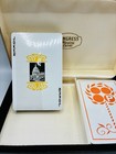 Nos Vintage Congress Playing Cards 2 Decks W black Storage Case Orange White