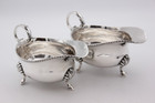 Sterling Silver Pair Of Sauce Boats Gadroon Edge London 1938 9 By Edward Barnard