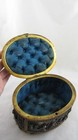 Stunning Antique Jewellery Casket Raised Figures Blue Silk Interior Ab Paris 