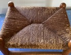 Vintage Hickory Step Stool bench Woven Seat   Handmade