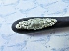 Antique Metal Button Hook Dressing Tool Black Handle Applied Art Nouveau Tin Art