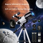 New 70mm Refractor Telescope 150x Tripod Eyepieces Travel White