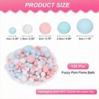 120 Pcs Fuzzy Pom Poms Balls Assorted Sizes For Diy Crafts White blue pink