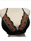Shade   Shore Push Up Halter Black Bikini Embroidery Top  36c