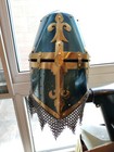 Medieval Armor Crusader Helmet Baked Bronze Bucket Helmet With Lock Hanging