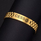 Custom Name Bracelet Men Women Engraved Jewelry Gold Silver Stainless Steel