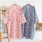 Women 100  Cotton Kimono Robe Comfy Loose Japanese Bathrobe Gown Dress Nightwear