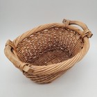 Woven Wicker Storage Basket With Wooden Handles 12x9x6
