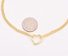 10  Open Shiny Heart Anklet Bracelet W  Double Rolo Chain Real 10k Yellow Gold