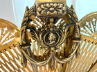 Ornate Peacock Fan Folding Fireplace Screen 38  Vintage Mcm Art Deco Brass