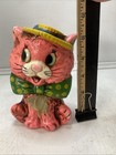 Vintage Anthropomorphic Pink Chalkware Cat Bank