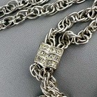 Vintage Tassel Necklace Rhinestone Bolo Style Silver Tone Chain 26   