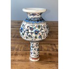 Vtg Kutahya Turkish Pottery Vase Handmade Hand Painted Blue Turquoise Red Exc  