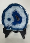 Polished Blue Agate Slice Geode Transparent Crystals 5 5 X 6 Inches