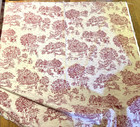 4 Yds Vintage Decorator Country Toile In Beige And Burgundy Zz910